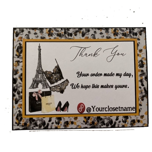 100 Order Packaging  Customer Black Lingerie Pattern Thank You Card - Picture 3 of 6